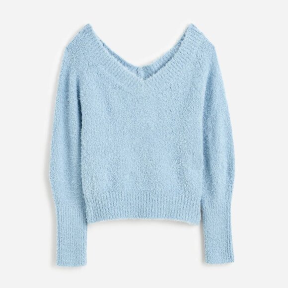 NWT! J. Crew Blue Off-the-Shoulder Sweater Relaxed Fit - Picture 11 of 12